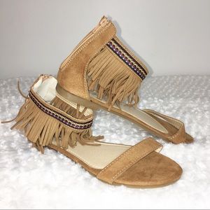Love Image Aztec Boho Fringe Sandal